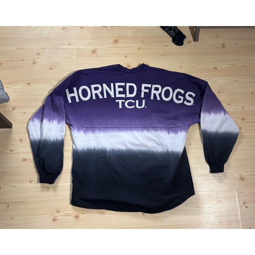 TCU Horned Frogs Tie Dye Spirit Jersey Medium Purple/Black Long Sleeve Shirt